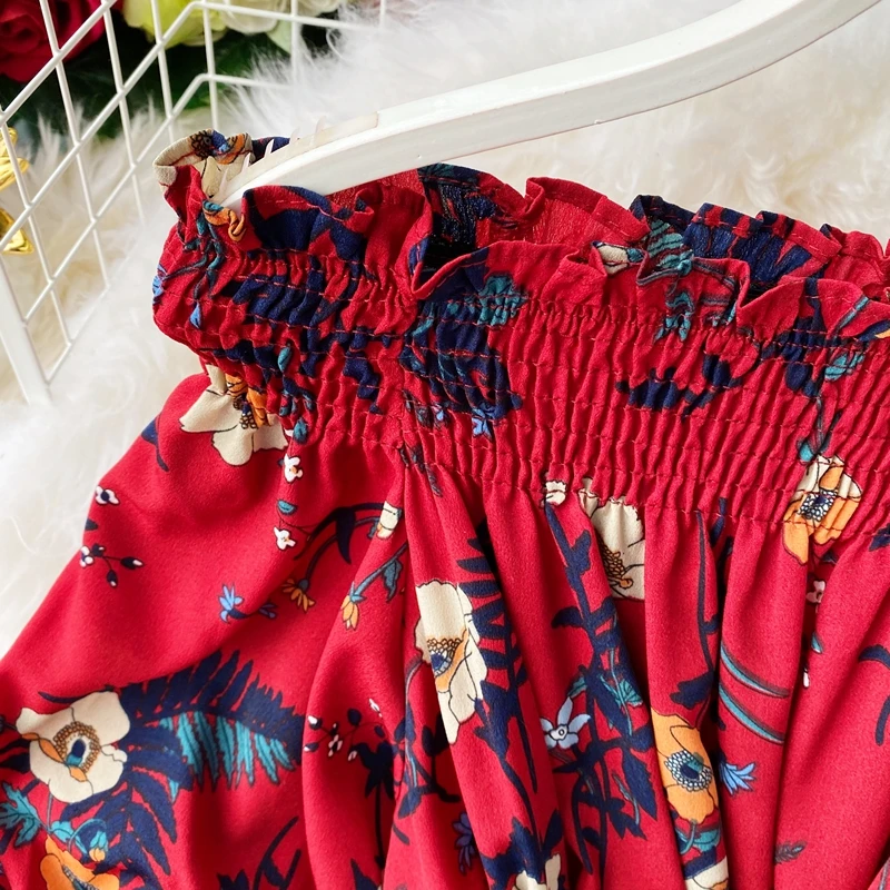 Bohemian Summer Vacation Beach Women Floral Print Chiffon Dress Sexy Slash Neck Off Shoulder Blue/Red Dresse Female 2020 New
Bohemian Summer Vacation Beach Women Floral Print Chiffon Dress Sexy Slash Neck Off Shoulder Blue/Red Dresse Female 2020 New