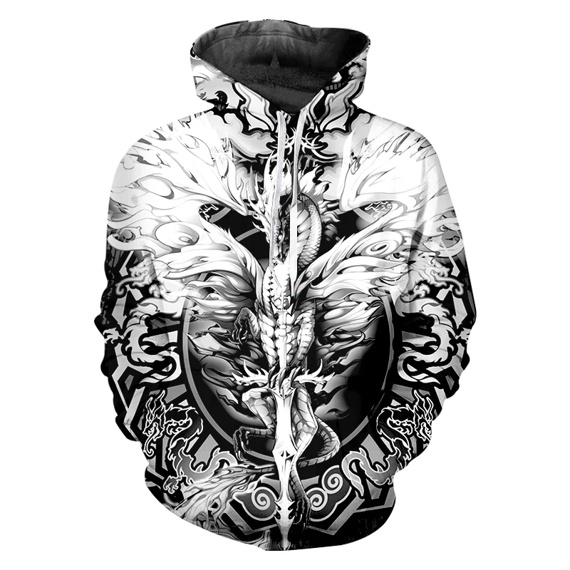 LCFA Brand Fashion Autumn Black White Dragon Totem Hoodies 3D All Over Printed Mens Sweatshirt Unisex Zip Pullover Casual Jacket
LCFA Brand Fashion Autumn Black White Dragon Totem Hoodies 3D All Over Printed Mens Sweatshirt Unisex Zip Pullover Casual Jacket