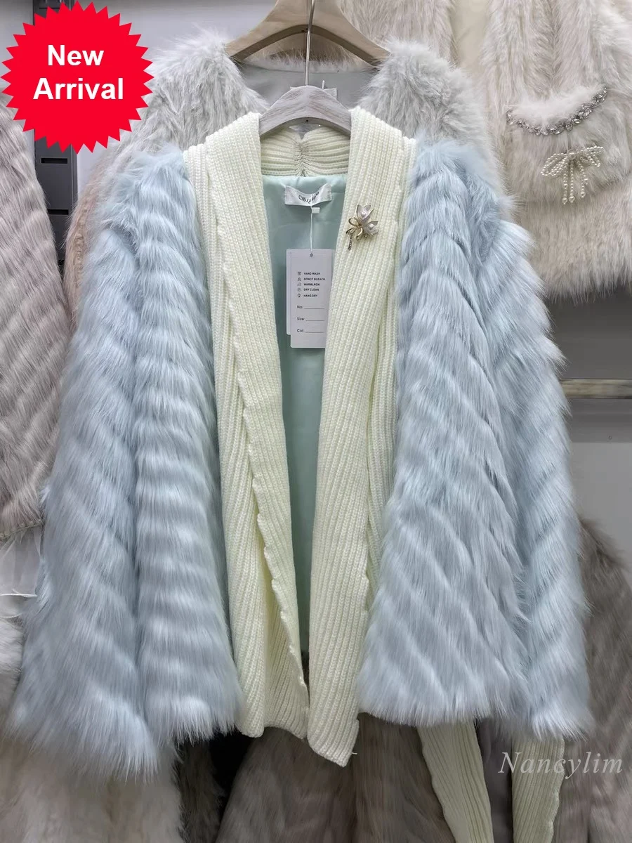 2021 Winter Faux Fox Fur Coat Women's Mid-Length Mink Velvet Patchwork Knitting Imitation Fur Outwears Lady
2021 Winter Faux Fox Fur Coat Women's Mid-Length Mink Velvet Patchwork Knitting Imitation Fur Outwears Lady