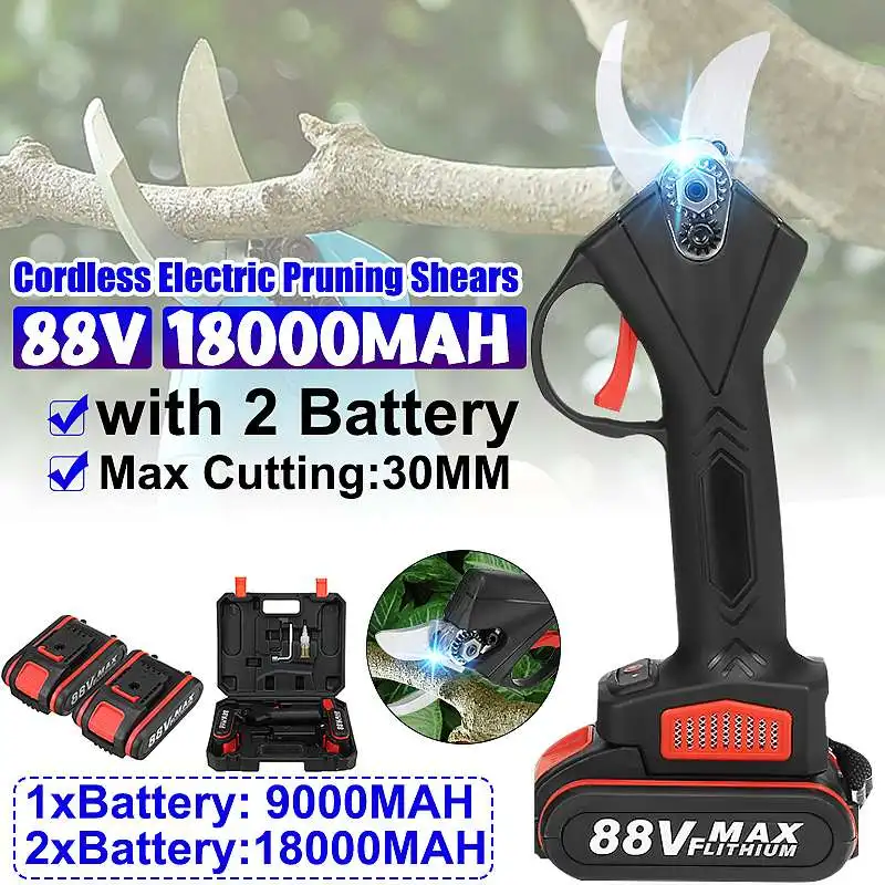 Electric Pruning Shears 88V Cordless Pruner Secateur 30mm Max Cutting with 2 Li-ion Battery Branch Cutter Garden Tool US Plug
Electric Pruning Shears 88V Cordless Pruner Secateur 30mm Max Cutting with 2 Li-ion Battery Branch Cutter Garden Tool US Plug