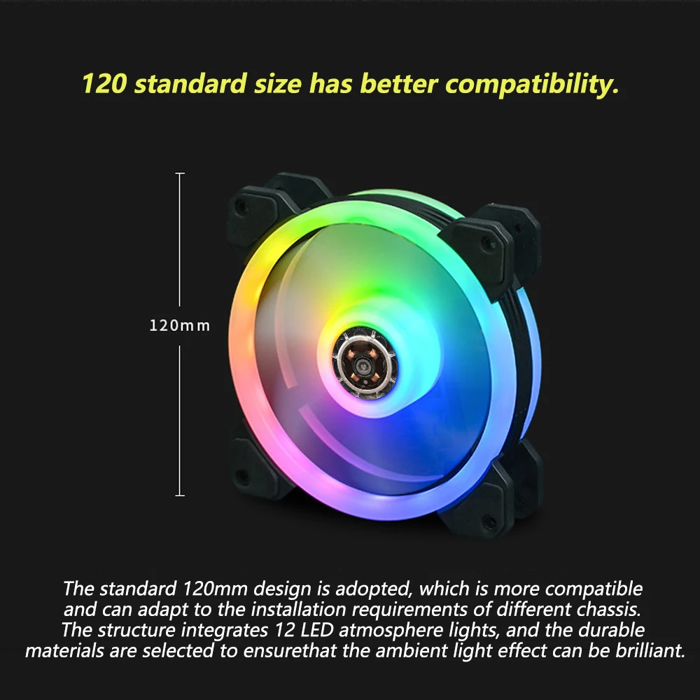Вентилятор для компьютера IXUR 120 мм с RGB-подсветкой и регулиросветодиодный
