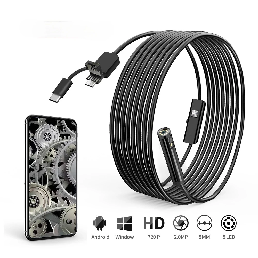 8 мм двойной объектив USB гибкая Инспекционная камера Тип C бороскоп 2,0 МП HD камера с 8 светодиодами для смартфонов Android и Windows
8 мм двойной объектив USB гибкая Инспекционная камера Тип C бороскоп 2,0 МП HD камера с 8 светодиодами для смартфонов Android и Windows