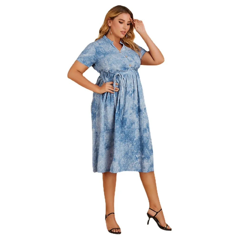 Summer new casual women's dress with tie-dye printing can be waist large size drawstring mid-length skirt women 2021
Summer new casual women's dress with tie-dye printing can be waist large size drawstring mid-length skirt women 2021