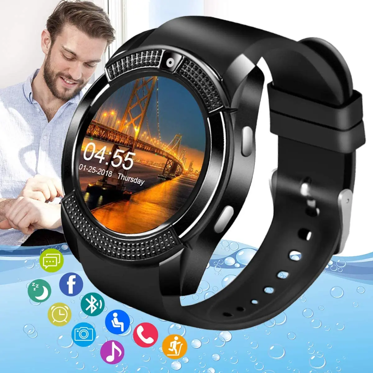 Amokeoo Smart Watch,Android Smartwatch Touch Screen Bluetooth Smart Watch for Android Phones Wrist Phone Watch with SIM Card
Amokeoo Smart Watch,Android Smartwatch Touch Screen Bluetooth Smart Watch for Android Phones Wrist Phone Watch with SIM Card