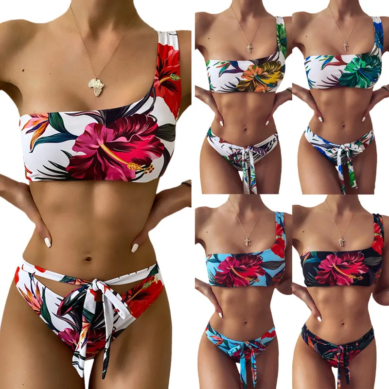 Women Floral Printed Bikini Set Swimwear One Shoulder Frenulum Bows Swimsuit Beachwear
Women Floral Printed Bikini Set Swimwear One Shoulder Frenulum Bows Swimsuit Beachwear