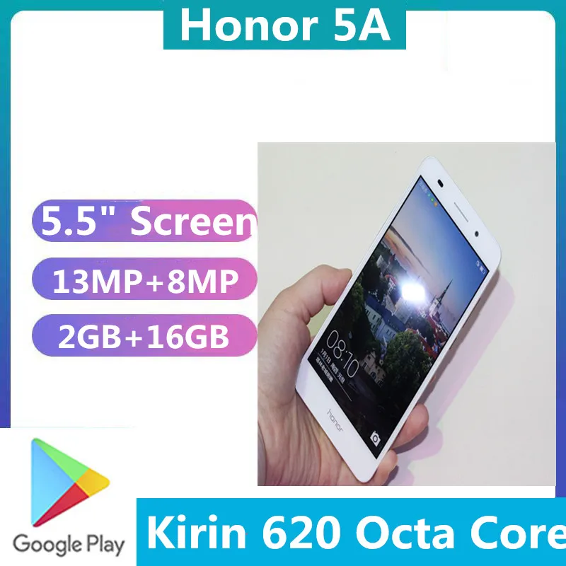 DHL быстрая доставка Honor 5A 4G LTE Android телефон 5 "полный экран Kirin 620 13.0MP две Sim 2 Гб ОЗУ