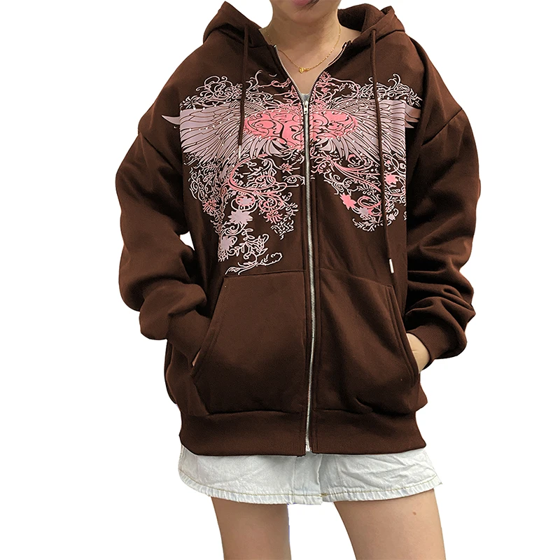 Women Sweatshirts Full Zip Rhinestone Hoodies Autumn New Casual Long Sleeve Heart Wings Print Fit Cardigan
Women Sweatshirts Full Zip Rhinestone Hoodies Autumn New Casual Long Sleeve Heart Wings Print Fit Cardigan