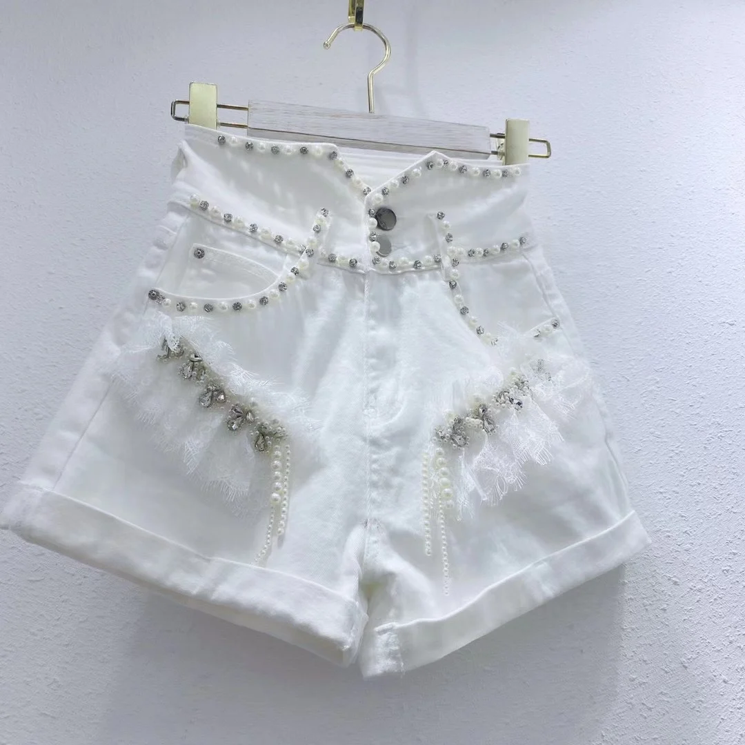 2021 Summer New Beads Lace Women Short Pants High Waist Slimming Jeans Fashion Blue Jeans Shorts for Women
2021 Summer New Beads Lace Women Short Pants High Waist Slimming Jeans Fashion Blue Jeans Shorts for Women