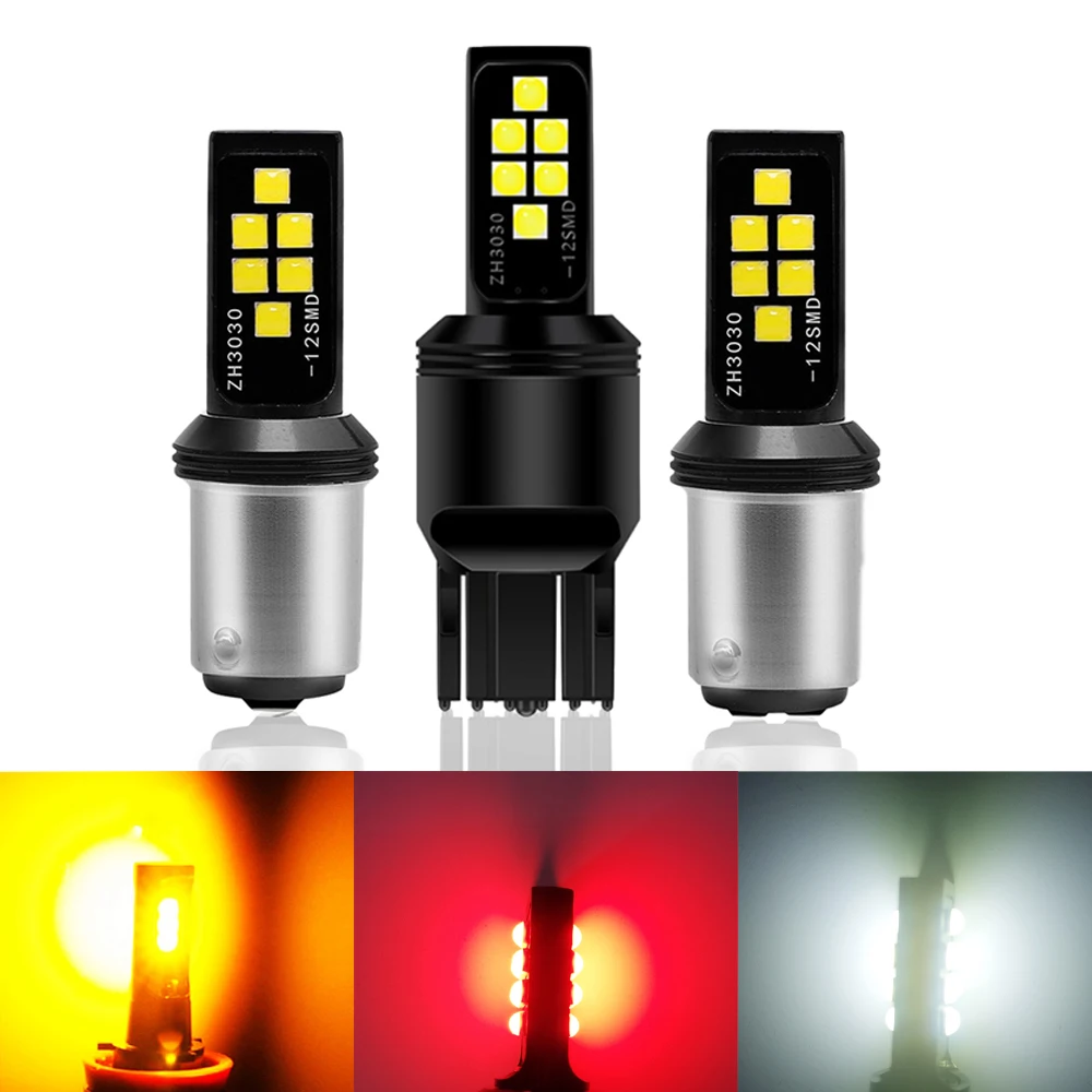 Светодиодные лампы T20 7440 W21W P21/5W новые светодиодные 3030 12smd CanBus 1156 BA15S P21W BAU15S PY21W 1157