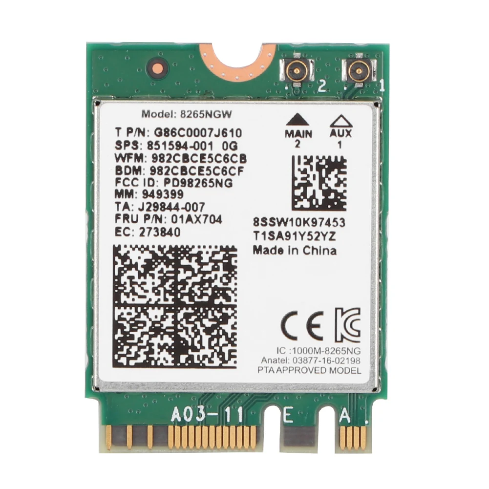 Bluetooth 4.2 For Intel 8265 867M 802.11AC 2.4G/5G Wireless Network Card For Lenovo
Bluetooth 4.2 For Intel 8265 867M 802.11AC 2.4G/5G Wireless Network Card For Lenovo