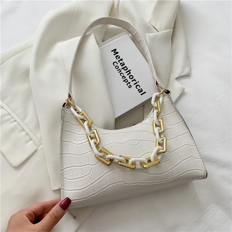 Bags for Women Simple Single Shoulder Bag Korean Style Foreign StyleLadies Handbag Thick Chain Portable French Stick Bag
Bags for Women Simple Single Shoulder Bag Korean Style Foreign StyleLadies Handbag Thick Chain Portable French Stick Bag