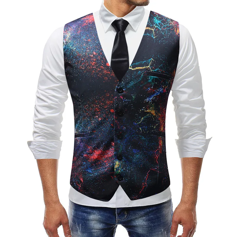 Men's Suit Vest V-neck Single Breasted Galaxy Starry Sky 3D Printing Slim Fit Waistcoat Casual Formal Business Groomman Party
Men's Suit Vest V-neck Single Breasted Galaxy Starry Sky 3D Printing Slim Fit Waistcoat Casual Formal Business Groomman Party