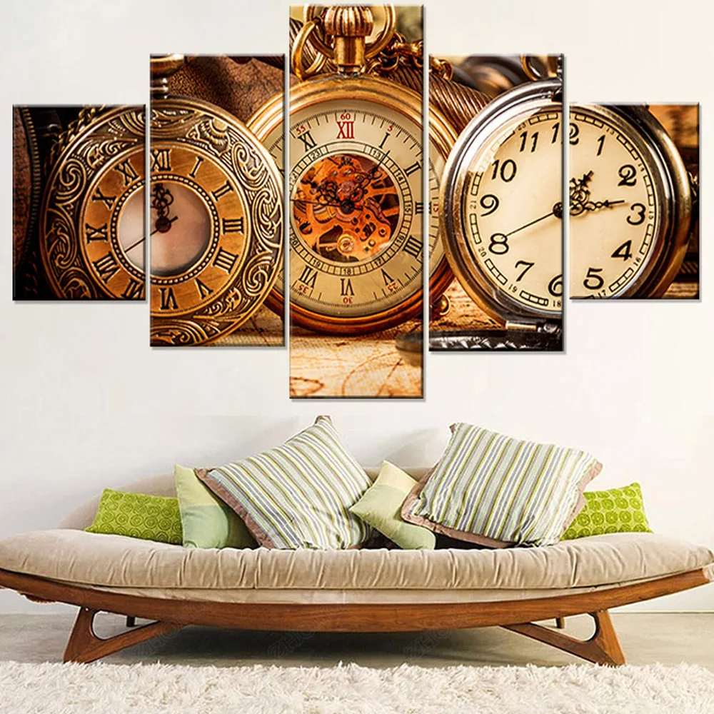 5 Pieces Wall Art Canvas Painting Retro Pocket Watch Poster Modern Living Room Pictures Home Decoration Modular Framework 
5 Pieces Wall Art Canvas Painting Retro Pocket Watch Poster Modern Living Room Pictures Home Decoration Modular Framework