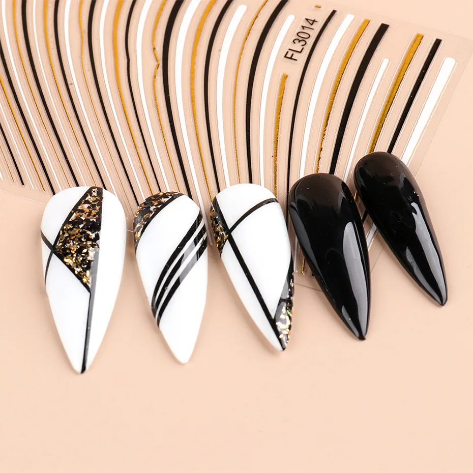 5pcs/set 3d Curve Stripe Lines Geometric Nail Sticker Gold Black Adhesive Stripe Nail Art Decals Manicure Decoration Tools
5pcs/set 3d Curve Stripe Lines Geometric Nail Sticker Gold Black Adhesive Stripe Nail Art Decals Manicure Decoration Tools