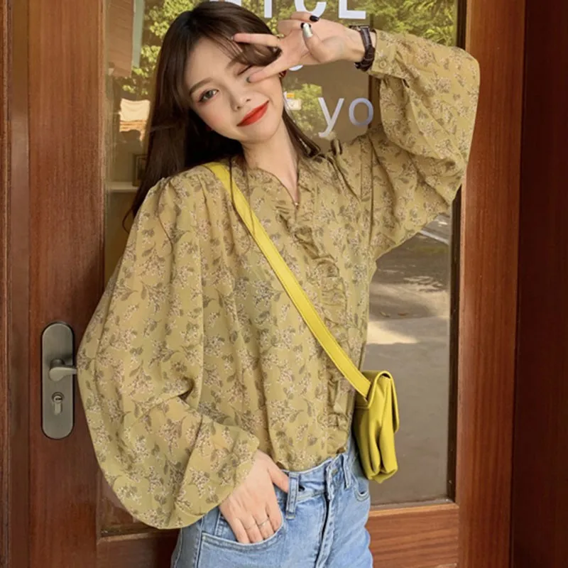 Women Elegant Chiffon Floral Printed Blouses Loose Long Female Lantern Sleeve Sweet Shirts Cozy Thin Blusas Ropa Mujer Femme
Women Elegant Chiffon Floral Printed Blouses Loose Long Female Lantern Sleeve Sweet Shirts Cozy Thin Blusas Ropa Mujer Femme