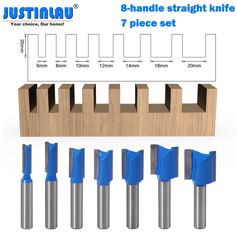 JUSTINALU 7set 8mm Shank Woodworking Straight Milling Cutter Set Cutting Knife 6mm-20mm Cutting Diameter Woodworking Tools
JUSTINALU 7set 8mm Shank Woodworking Straight Milling Cutter Set Cutting Knife 6mm-20mm Cutting Diameter Woodworking Tools