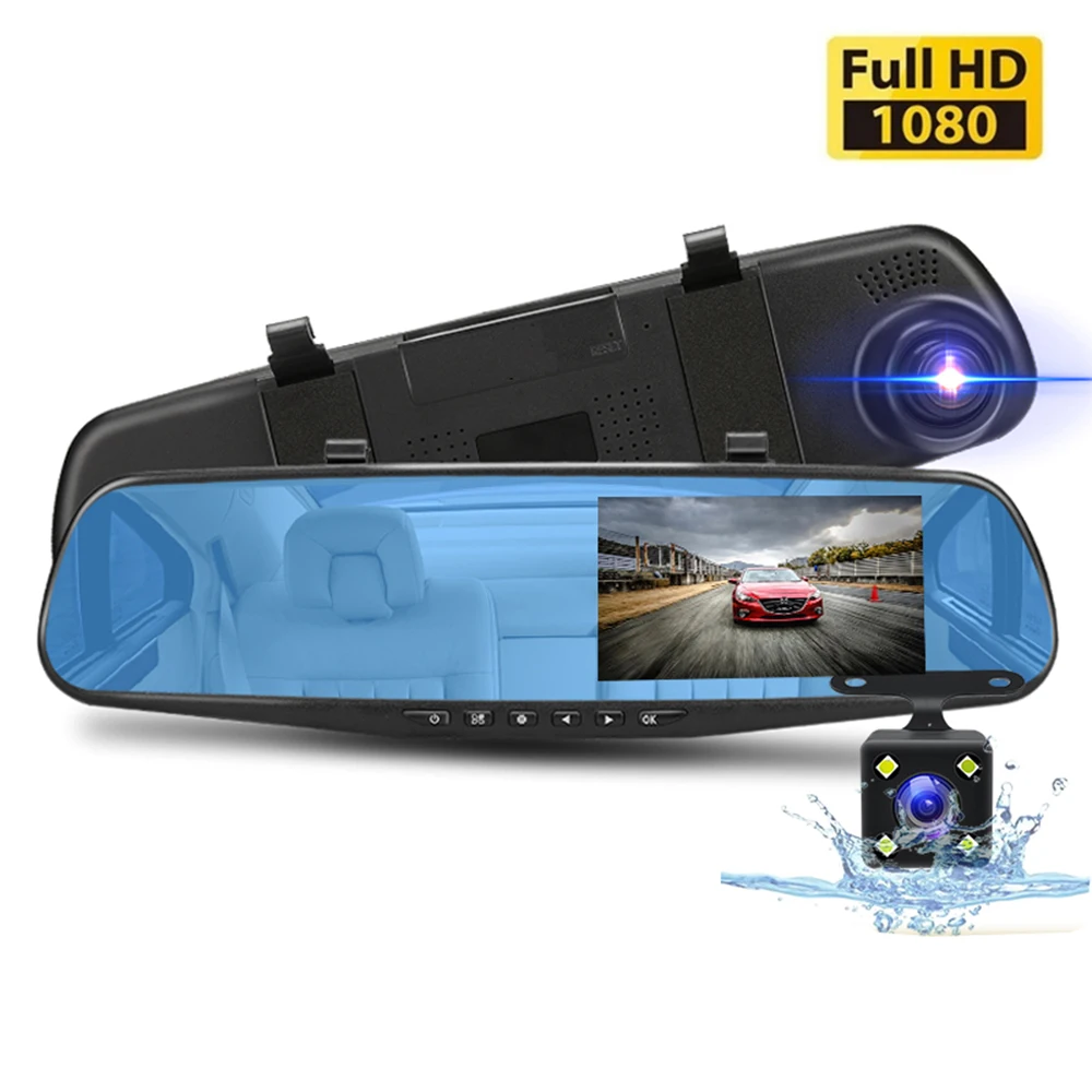 Автомобильный видеорегистратор, 4,3 дюйма, Full HD 1080P, зеркало заднего вида с двумя объективами, автоматический видеорегистратор
Автомобильный видеорегистратор, 4,3 дюйма, Full HD 1080P, зеркало заднего вида с двумя объективами, автоматический видеорегистратор