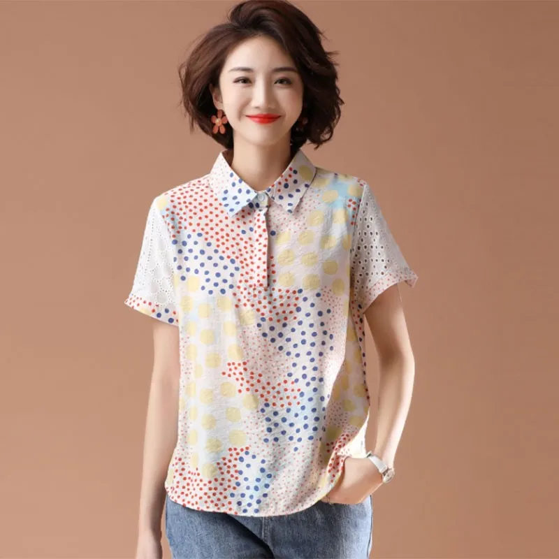 Plus Size Women Casual Blouses Shirts New Arrival 2021 Summer Simple Style Polka Dot Print All-match Female Tops Shirt S2823
Plus Size Women Casual Blouses Shirts New Arrival 2021 Summer Simple Style Polka Dot Print All-match Female Tops Shirt S2823