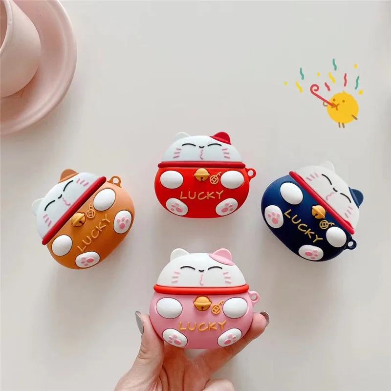 For AirPods 1 2 3 Pro Case Lucky Cat Cute Cartoon Soft Silicone Wireless Headphone Cover For Apple Airpods Case Keychain
For AirPods 1 2 3 Pro Case Lucky Cat Cute Cartoon Soft Silicone Wireless Headphone Cover For Apple Airpods Case Keychain