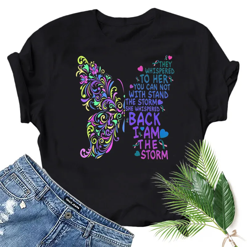 Colorful Butterfly Letter Print Women T Shirt Short Sleeve O Neck Loose Women Tshirt Ladies Fashion Tee Shirt Tops Clothes Mujer
Colorful Butterfly Letter Print Women T Shirt Short Sleeve O Neck Loose Women Tshirt Ladies Fashion Tee Shirt Tops Clothes Mujer