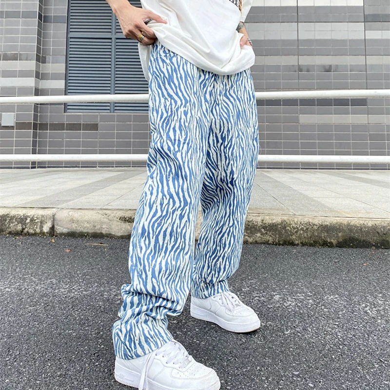 Hip-hop Zebra Pattern Spliced Straight Retro Denim Trousers Mens and Womens Vibe Washed Casual Jeans Harajuku Loose Jean Pants
Hip-hop Zebra Pattern Spliced Straight Retro Denim Trousers Mens and Womens Vibe Washed Casual Jeans Harajuku Loose Jean Pants