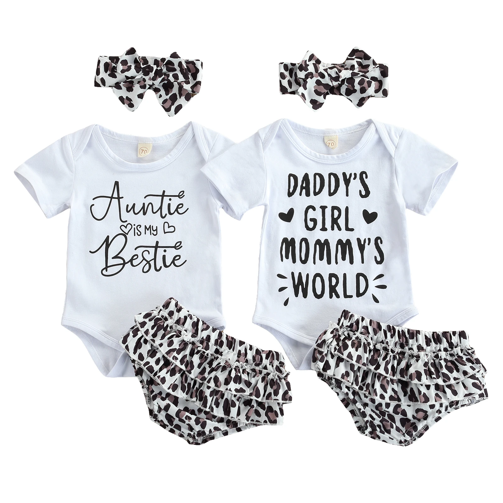 Baby Girls 3Pcs Summer Outfits Short Sleeve Letter Print Romper + Leopard Bloomers + Headband Set Baby Clothes Bodysuit Babies
Baby Girls 3Pcs Summer Outfits Short Sleeve Letter Print Romper + Leopard Bloomers + Headband Set Baby Clothes Bodysuit Babies