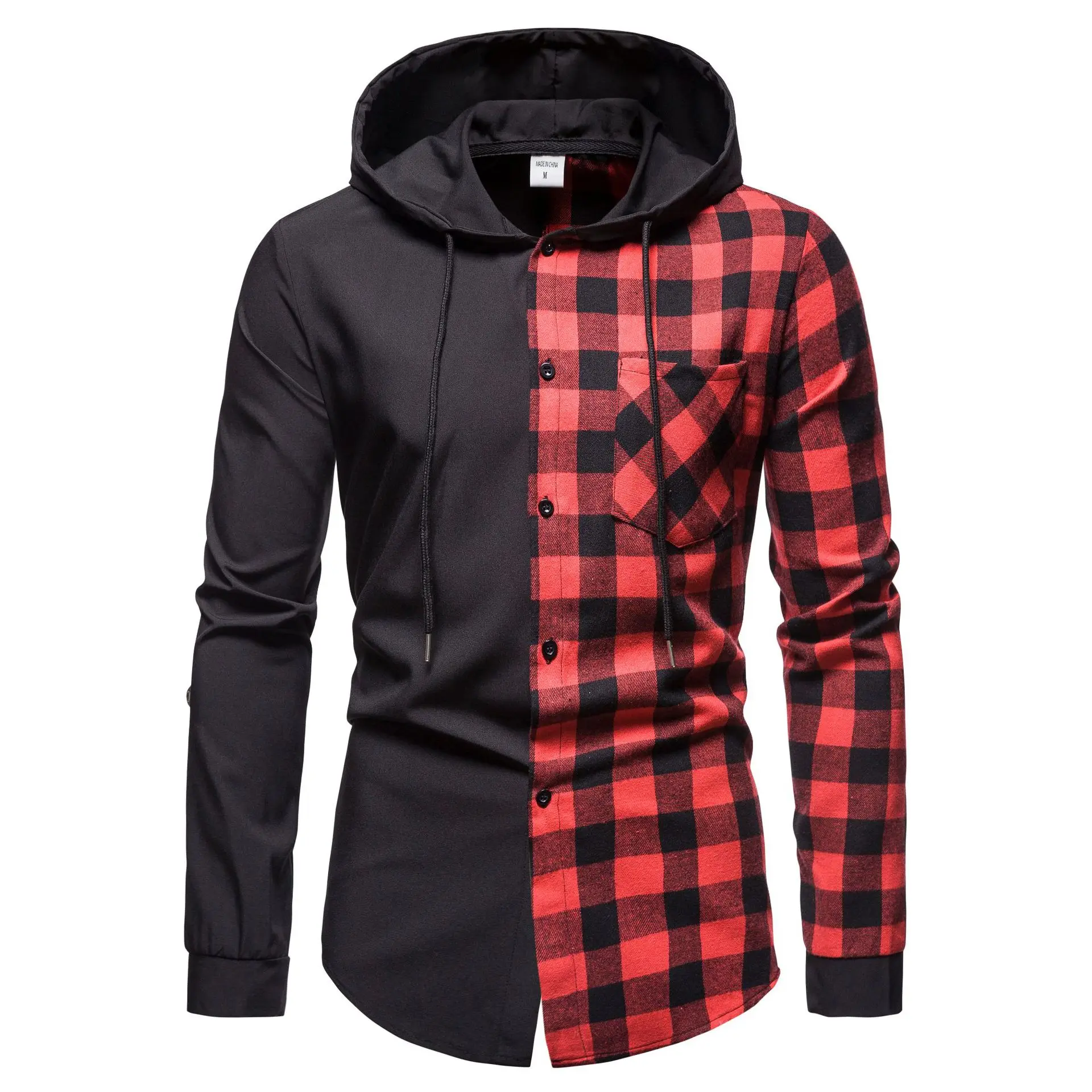 Free Shipping Men's Plaid Hooded Shirts Fashion Black/Red Splicing Button Up Mens Work Leisure Long Sleeve Slim Fit Cotton Shirt
Free Shipping Men's Plaid Hooded Shirts Fashion Black/Red Splicing Button Up Mens Work Leisure Long Sleeve Slim Fit Cotton Shirt