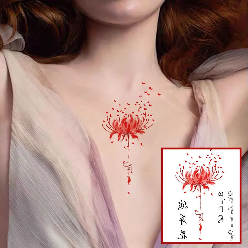 Big Tattoo Stickers Sexy Clavicle Tattoo Stickers with Manzhu Shahua Pattern Temporary Tattoo Fake Tattoo Flower Stickers
Big Tattoo Stickers Sexy Clavicle Tattoo Stickers with Manzhu Shahua Pattern Temporary Tattoo Fake Tattoo Flower Stickers
