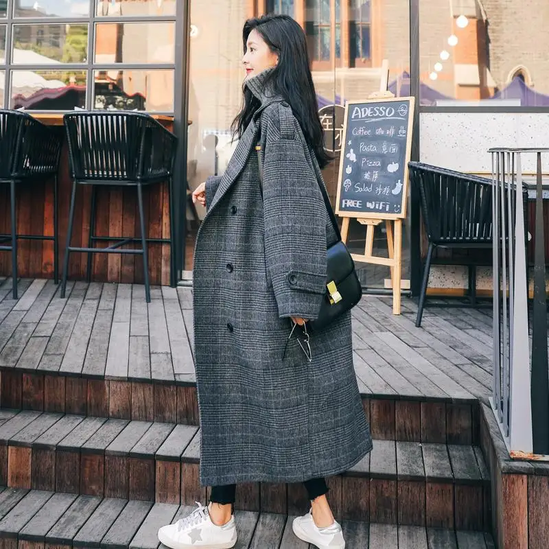 Wool Blends Women Loose Ankle-length New Arrivals Plaid Womens Korean Style Students Vintage Outwear Double Breasted Temperament
Wool Blends Women Loose Ankle-length New Arrivals Plaid Womens Korean Style Students Vintage Outwear Double Breasted Temperament