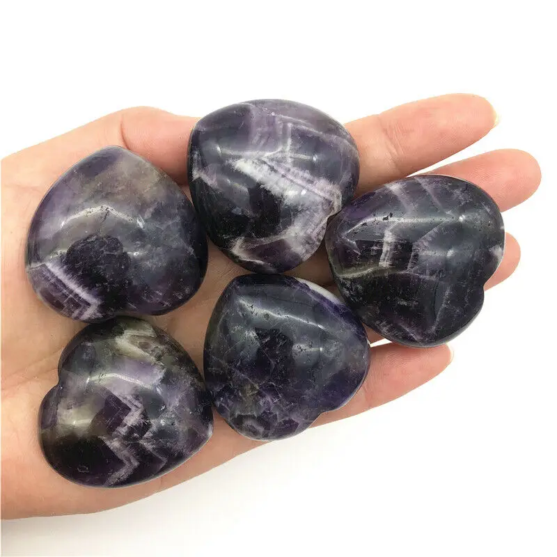 

Wholesale 1PC Natural Dream Amethyst Heart Shaped Crystal Palm Stones Healing Specimen Gifts Natural Quartz Crystals