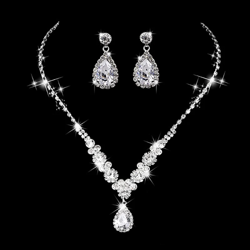 Bridal Wedding Photography Jewelry Accessories Rhinestone Zircon Angel Teardrop Necklace Earrings Two Piece Suit Present
Bridal Wedding Photography Jewelry Accessories Rhinestone Zircon Angel Teardrop Necklace Earrings Two Piece Suit Present