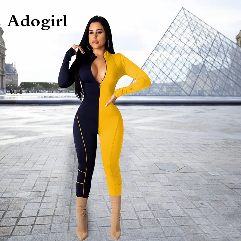 Patchwork Color Front Zipper O-Neck Long Sleeve Jumpsuits Casual Fashion Skinny Rompers Sexy One Piece Outfits Plus Size S-XXL
Patchwork Color Front Zipper O-Neck Long Sleeve Jumpsuits Casual Fashion Skinny Rompers Sexy One Piece Outfits Plus Size S-XXL