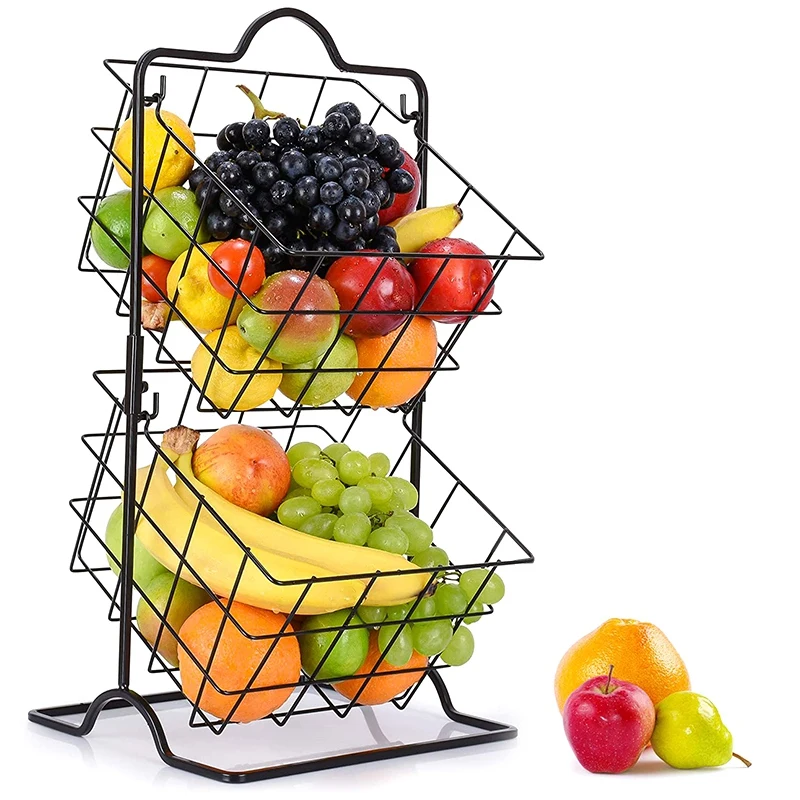 2-Tier Metal Fruit Basket for Countertops - Durable Steel Fruit Stand Storage & Organizer - Freestanding Fruit Holder
2-Tier Metal Fruit Basket for Countertops - Durable Steel Fruit Stand Storage & Organizer - Freestanding Fruit Holder