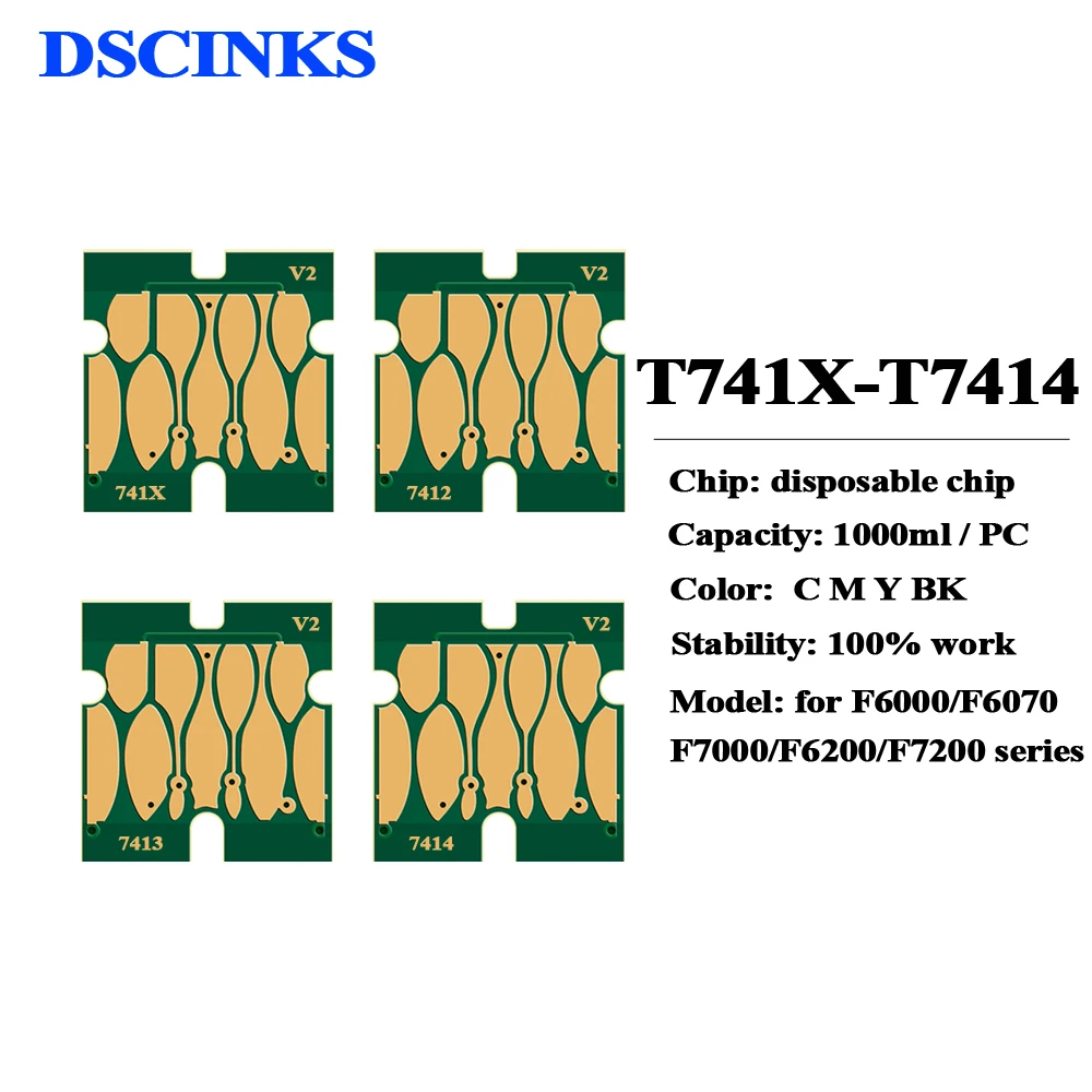 T741X T7412 T7413 T7414 HDK C M Y ink chips For Epson Surecolor F6000 F7000 F6200 F7200 F6270 F7270 F7100 F9200 F9300 F9370 chip
T741X T7412 T7413 T7414 HDK C M Y ink chips For Epson Surecolor F6000 F7000 F6200 F7200 F6270 F7270 F7100 F9200 F9300 F9370 chip