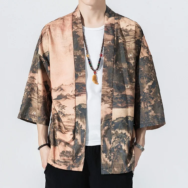 Men Summer Kimono Cardigan Print Samurai Costume Clothing Male Yukata Haori Casual Outerwear Cosplay Streetwear Plus Size
Men Summer Kimono Cardigan Print Samurai Costume Clothing Male Yukata Haori Casual Outerwear Cosplay Streetwear Plus Size