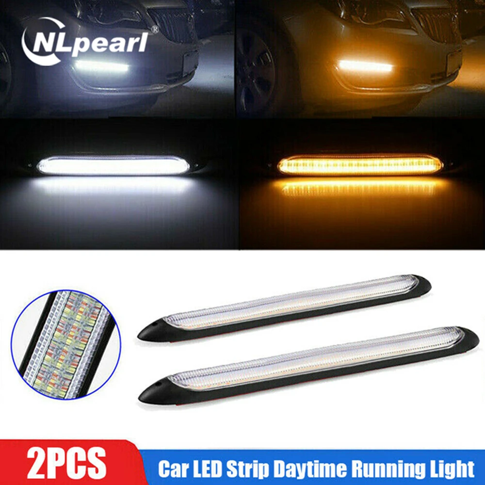 Nlpearl 2pcs DRL Car LED Daytime Running Light Strip 12V Car Universal Sequential Turn Signal Yellow Flow Day Light Headlight
Nlpearl 2pcs DRL Car LED Daytime Running Light Strip 12V Car Universal Sequential Turn Signal Yellow Flow Day Light Headlight