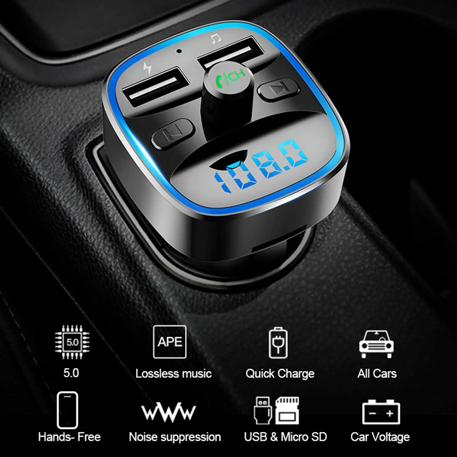 Car MP3Player Bluetooth 5.0 Receiver FM Transmitter Dual USB Car Charger U Disk TF Card Support Interior Accessories
Car MP3Player Bluetooth 5.0 Receiver FM Transmitter Dual USB Car Charger U Disk TF Card Support Interior Accessories