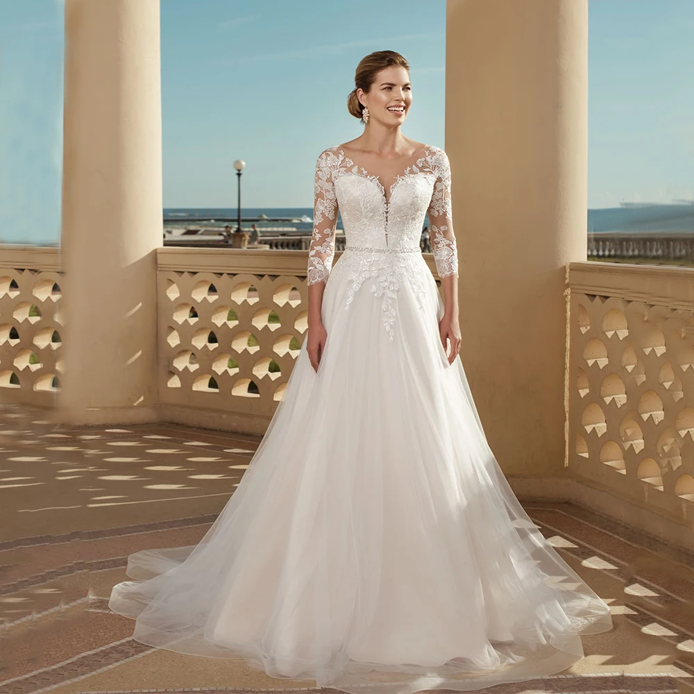 Elegant Wedding Dress For Bride Romantic Fairy Tale Bridal Gown With Long Sleeves V Neck Brush Train Plus Size Vestido De Novia
Elegant Wedding Dress For Bride Romantic Fairy Tale Bridal Gown With Long Sleeves V Neck Brush Train Plus Size Vestido De Novia
