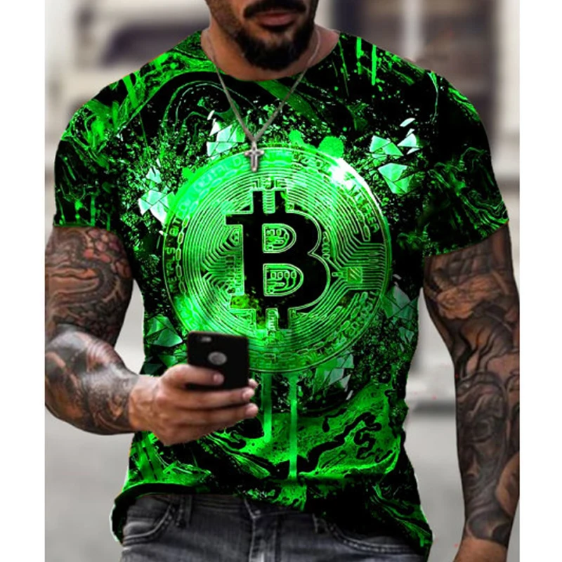 Summer New Men's Short Sleeve Loose Oversized T-shirt Bitcoin 3D Printing Slim Round Neck Pullover Top
Summer New Men's Short Sleeve Loose Oversized T-shirt Bitcoin 3D Printing Slim Round Neck Pullover Top
