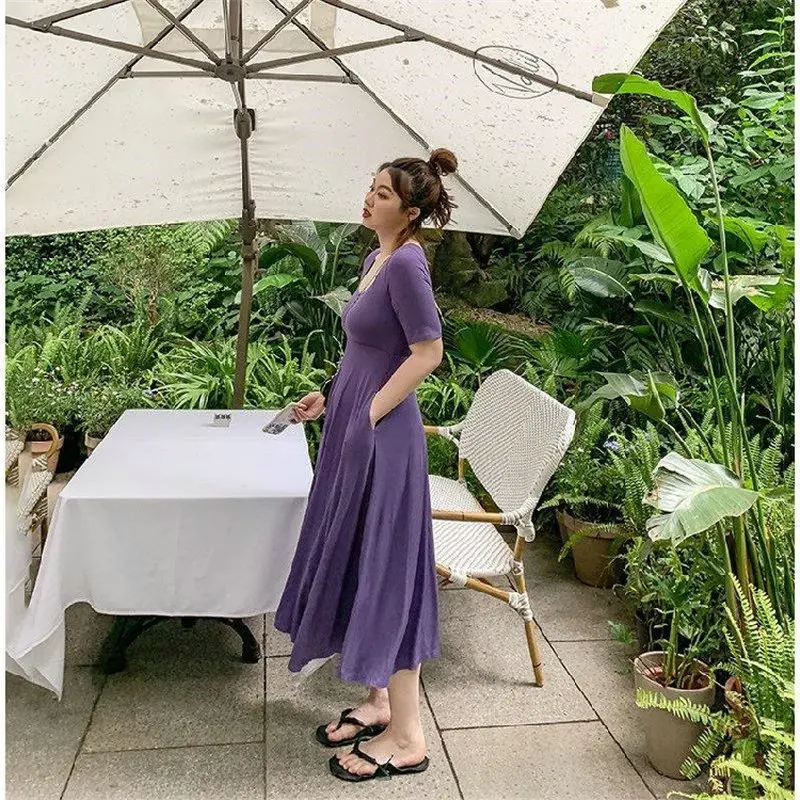 2021 summer women's size short sleeve medium and long waist slim loose fat MM dress
2021 summer women's size short sleeve medium and long waist slim loose fat MM dress