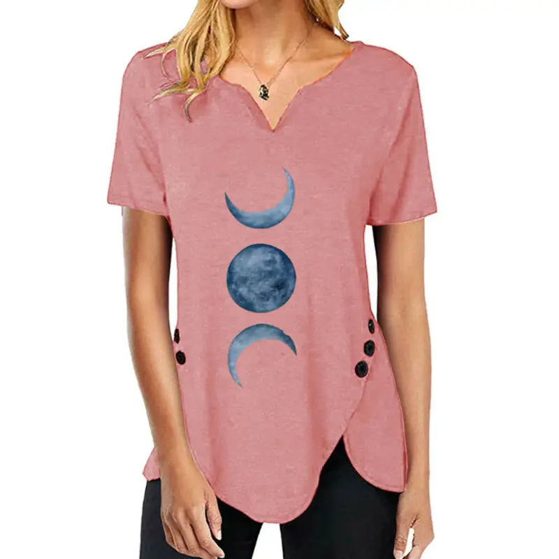 Women Printed Short Sleeve T-Shirt Loose Holiday Blouse Tops Pullover Tee Casual 
Women Printed Short Sleeve T-Shirt Loose Holiday Blouse Tops Pullover Tee Casual