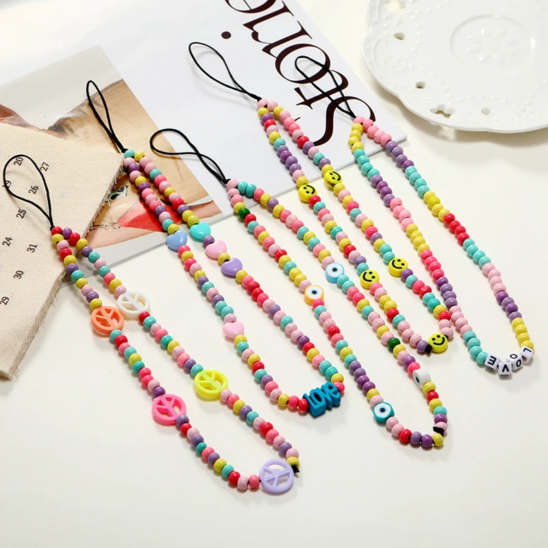 Handmade Diy Mobile Phone Chains Soft Pottery Love Smiley Peace Eye Beads Fashion Accessories Mobile Phone Shell Lanyards
Handmade Diy Mobile Phone Chains Soft Pottery Love Smiley Peace Eye Beads Fashion Accessories Mobile Phone Shell Lanyards