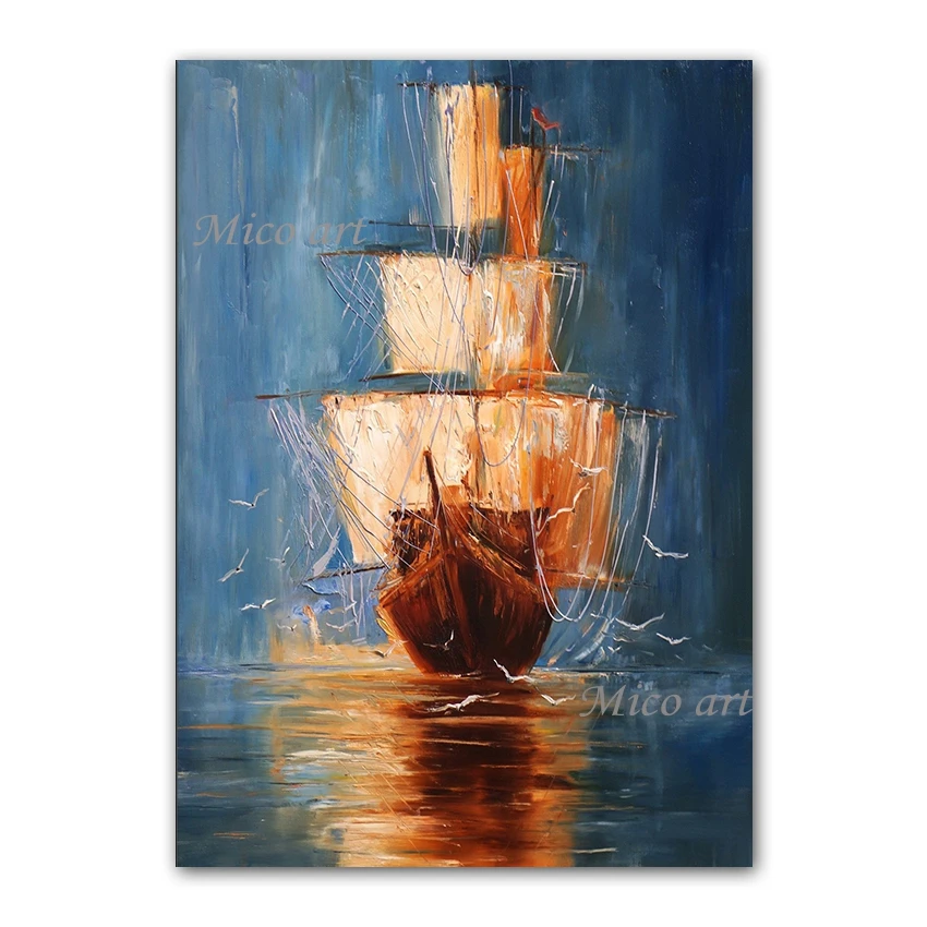 Home Good Wall Canvas Art Sailing Boat Oil Painting Handmade Modern Living Room Decor Abstract Paintings Artwork Wall Showpieces 
Home Good Wall Canvas Art Sailing Boat Oil Painting Handmade Modern Living Room Decor Abstract Paintings Artwork Wall Showpieces