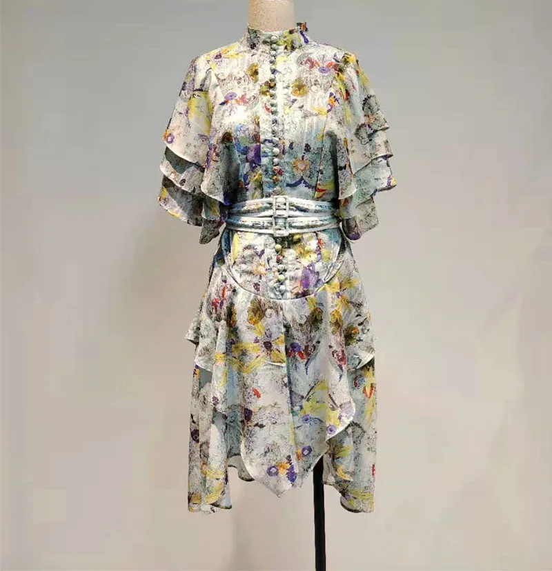 logo fashion collar layer upon layer cake sleeve double belt irregular hem printed dress with short sleeves
logo fashion collar layer upon layer cake sleeve double belt irregular hem printed dress with short sleeves