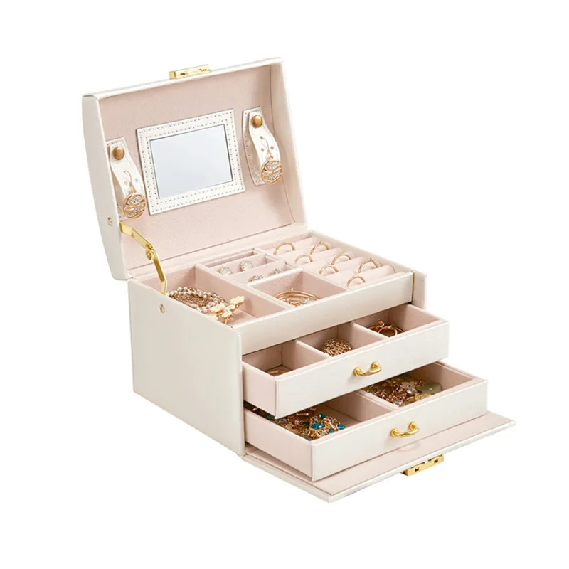

Princess-style Jewelry Box Leather Jewelry Box Cosmetic Box Jewel Case Upscale Jewelry Organizer Birthday Gift Wedding Gift