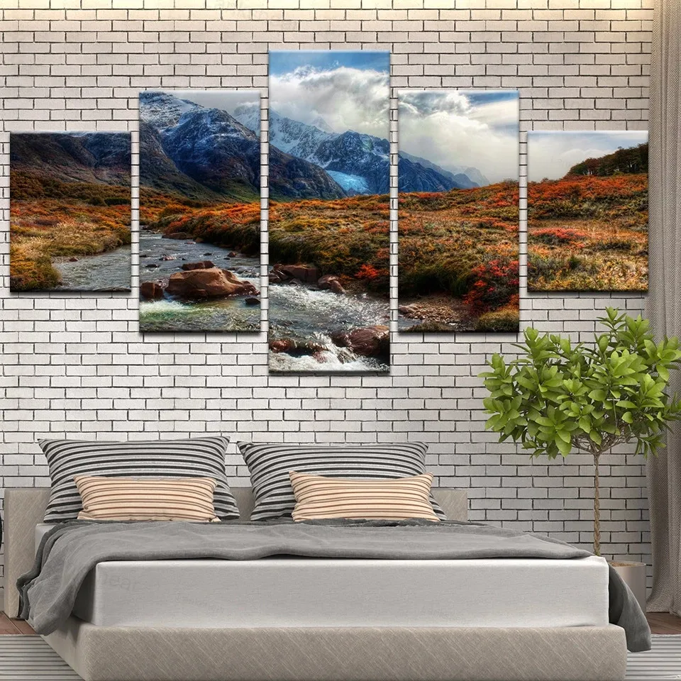 5 Panels Mountains Living Room Forest River and Snow Canvas Painting Print Pictures On Canvas Wall Art Home Decoration
5 Panels Mountains Living Room Forest River and Snow Canvas Painting Print Pictures On Canvas Wall Art Home Decoration