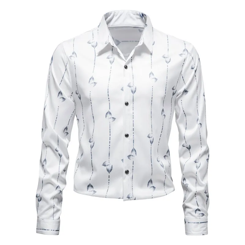 White Tree Leaf Stripes Print Shirt Men 2022 Brand Slim Fit Long Sleeve Mens Dress Shirts Formal Business Work Chemise Homme 2XL
White Tree Leaf Stripes Print Shirt Men 2022 Brand Slim Fit Long Sleeve Mens Dress Shirts Formal Business Work Chemise Homme 2XL