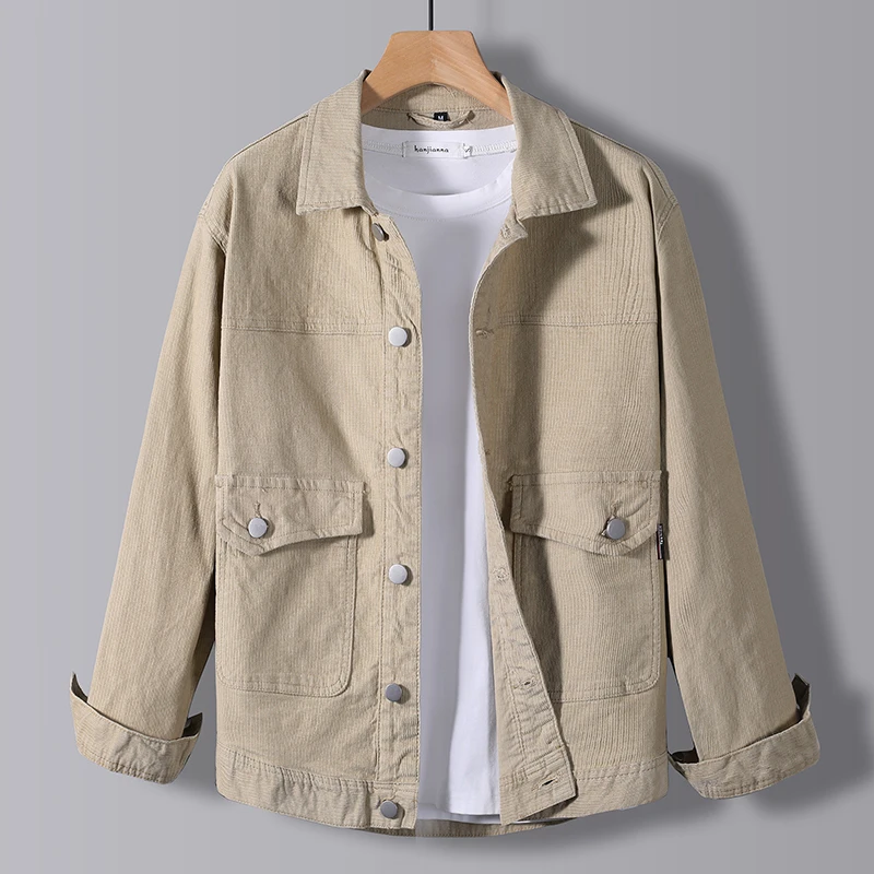 New Classic Men Cargo Jacket Beige Gray Black Trend Personality Casual Spring Autumn Corduroy Lapel Jacket Coat
New Classic Men Cargo Jacket Beige Gray Black Trend Personality Casual Spring Autumn Corduroy Lapel Jacket Coat
