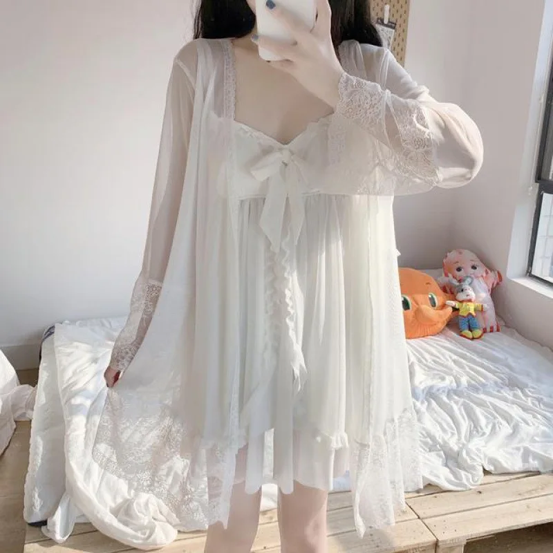 2021 Spring Summer Princess Style Nightdress Women's Sweet Home Clothes Ice Silk Sling Gowns 2Pcs Suit Lady Nightgown Sleepwear
2021 Spring Summer Princess Style Nightdress Women's Sweet Home Clothes Ice Silk Sling Gowns 2Pcs Suit Lady Nightgown Sleepwear