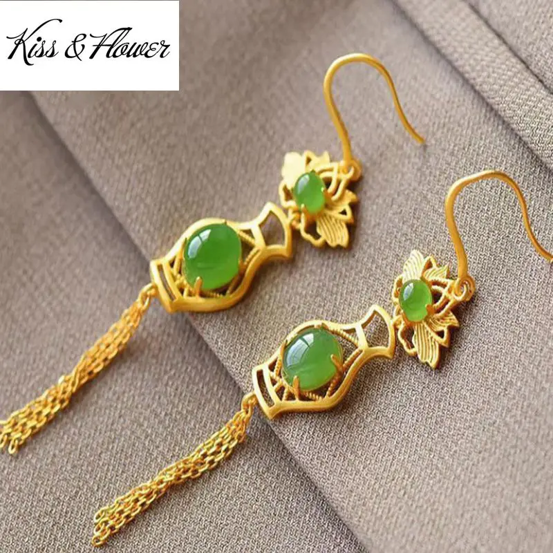 KISS&FLOWER ER106 Fine Jewelry Wholesale Fashion Woman Girl Bride Birthday Wedding Gift Vase Tassel 24KT Gold Drop Earrings
KISS&FLOWER ER106 Fine Jewelry Wholesale Fashion Woman Girl Bride Birthday Wedding Gift Vase Tassel 24KT Gold Drop Earrings